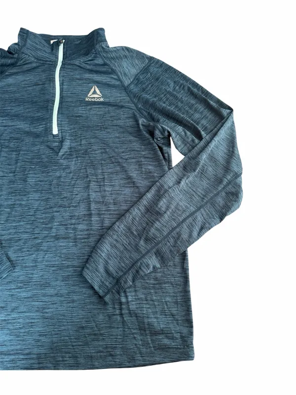 Reebok Women's Space Dye Blue 1/4 Zip Long Sleeve Pullover Activewear Top Size M - Image 3