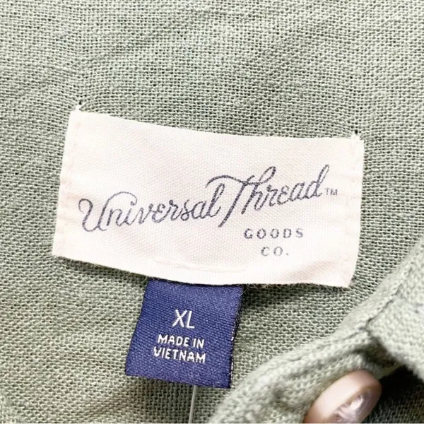 Universal Threads Green Button-Front MidiShirt Dress w/Belt Women’s Size XL Linen - Image 3