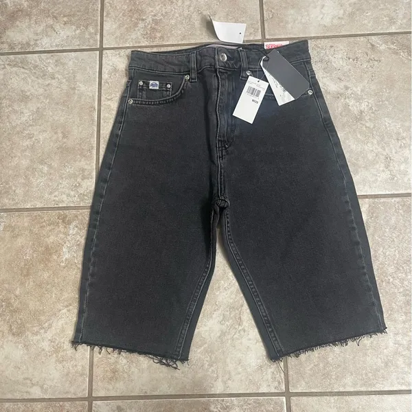 NWT Superdry Cut Off Denim Jean Kari‎ Longline Shorts 26 Coastline Black shorts - Image 11