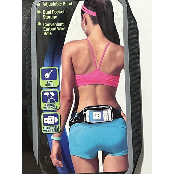 PRO STRENGTH Active Waistband Running Belt 2 Pockets Black PA-6405 - Image 3