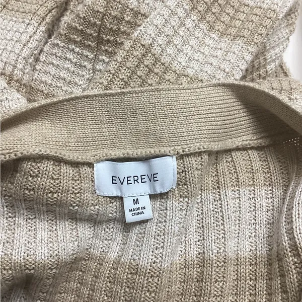 Evereve Kiki Cardi Oatmeal Striped Cardigan Size Medium - Image 4
