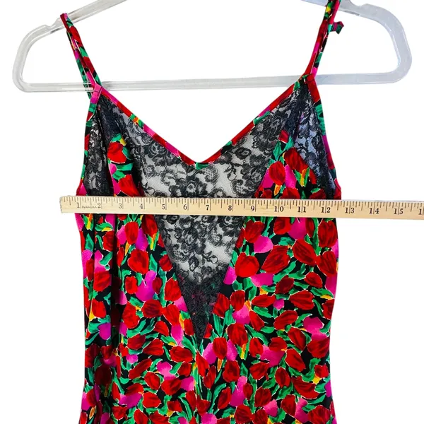 Victoria's Secret Vtg Gold Tag Floral Lace Slip Chemise Dress Red‎ Pink Womens S - Image 5