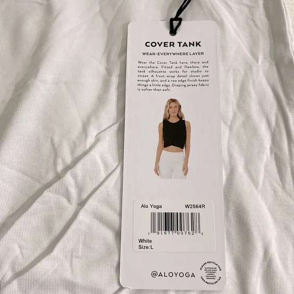 NWT Alo Yoga Cover Tank White Size L - Image 5