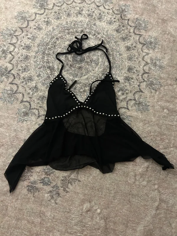 Black Y2K studded Top - Image 2
