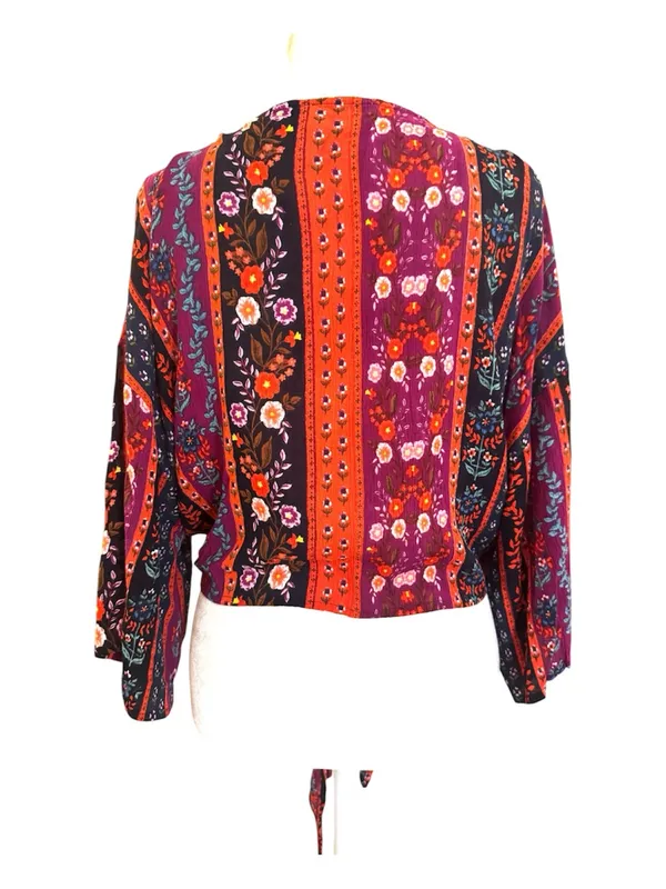 PATRONS OF PEACE by Anthropologie, boho floral, front tie shrug, size M - Image 5