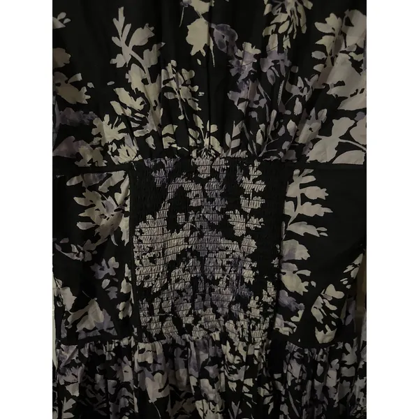 By Anthropologie Corset Mini Dress Black Motif Floral Button Front Size‎ 14 NEW - Image 9