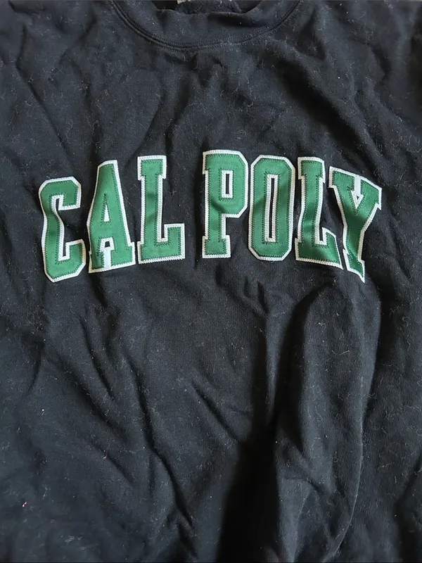 Champion Black Crewneck Sweatshirt with Green CAL POLY Lettering - Image 3