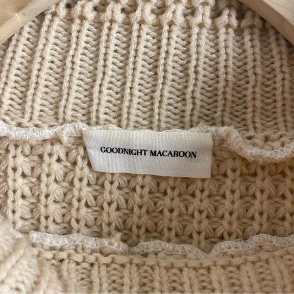 Goodnight Macaroon Retta Cognac Ribbed Waffle Knit Oversized Cropped Turtleneck - Image 11