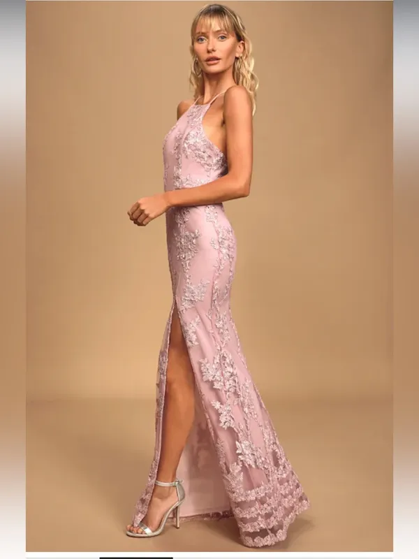 Lulus Dazzled Up Dusty Lavender Embroidered Backless Maxi Dress size Small prom‎ - Image 4