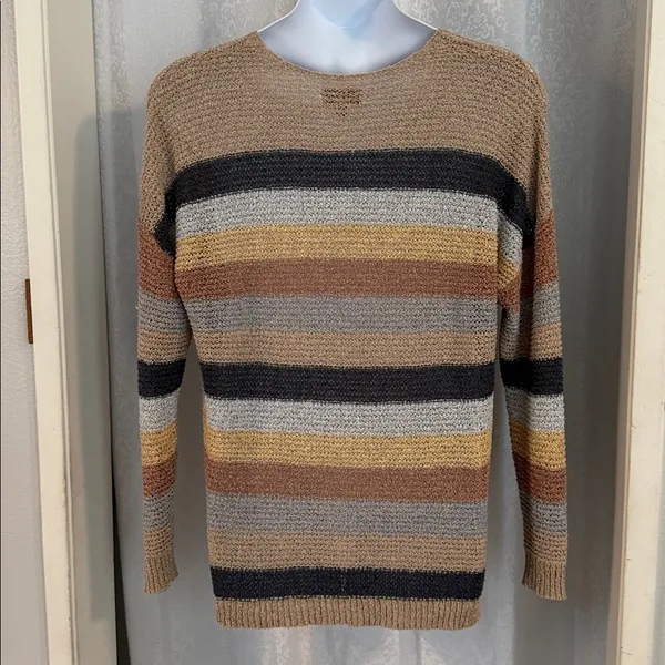 KNOX ROSE Striped V-Neck Women's SweaterSz: XL - Image 2