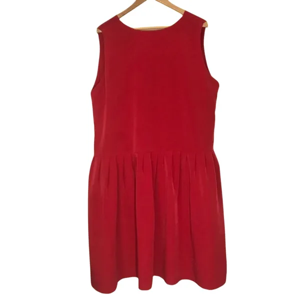 Vintage Shift Dress V-Neck‎ Handmade Pleats Sleeveless Summer Colorful Bright - Image 2