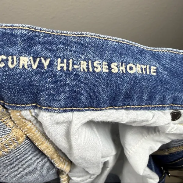 American Eagle High-Rise Blue Denim Roll-Cuff Women's Shorts SZ:6 - Image 7