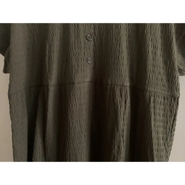 Madewell Olive Tiered Mini Dress Size S‎ Oversized Fits M/L Relaxed Crinkle NWT - Image 8