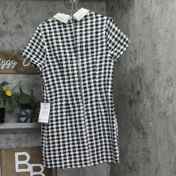 NWT City Studio Juniors Embellished-Collar Shift Dress Black / Ivory 13/14 - Image 5