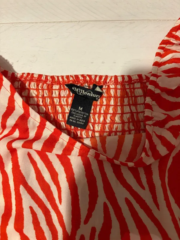 Millennium Orange and White Zebra Dress Size M - Image 4