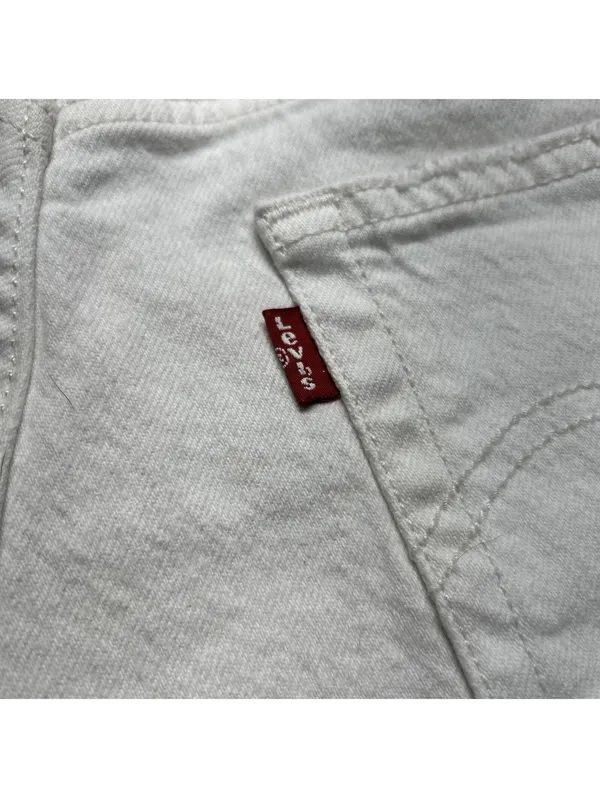 Levi’s 501 White Jeans Shorts Summer Size 28 Waterless Bottom Fly Style - Image 5