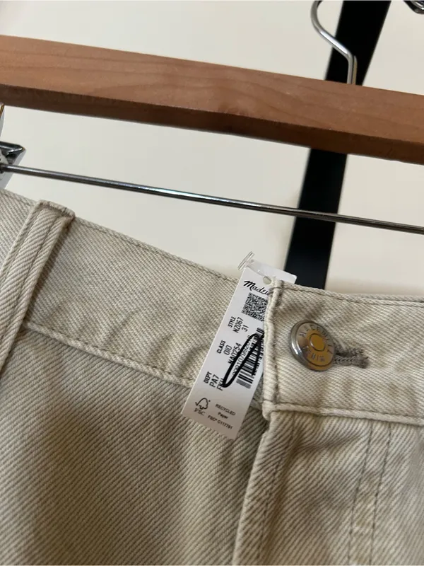 Madewell Pieced Barrel-Leg Jeans Faded Khaki Tan Beige NWT $148 Size 31 (US 12) - Image 5