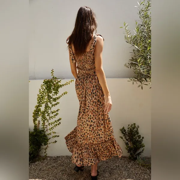 By Together Fika Leopard Smocked Maxi Dress Medium - Image 3