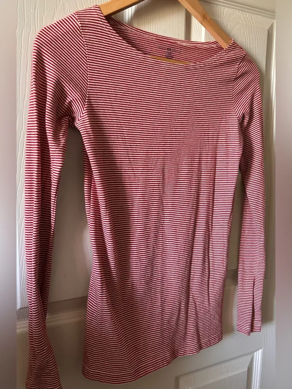 Brandy Melville Pinstriped Long Sleeve Boatneck Fall Top Indie Sleaze Y2K Party - Image 3