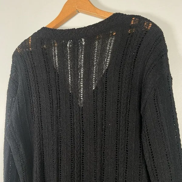 ASTR The Label S Faux Wrap V-neck Pointelle Knit Pullover Sweater‎ Black ($79) - Image 5