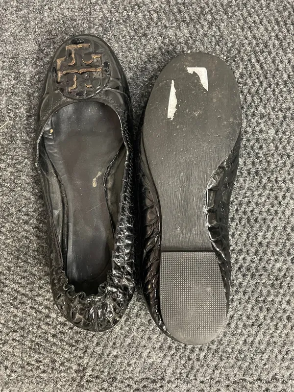 Tory Burch Shoes Reva Flats Patent Croc Leather size 7 black ballet - Image 5