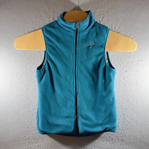 1616 | ASICS Reversible Quilted‎ Fleece Running Vest Gorpcore Teal Gray Womens S - Image 3