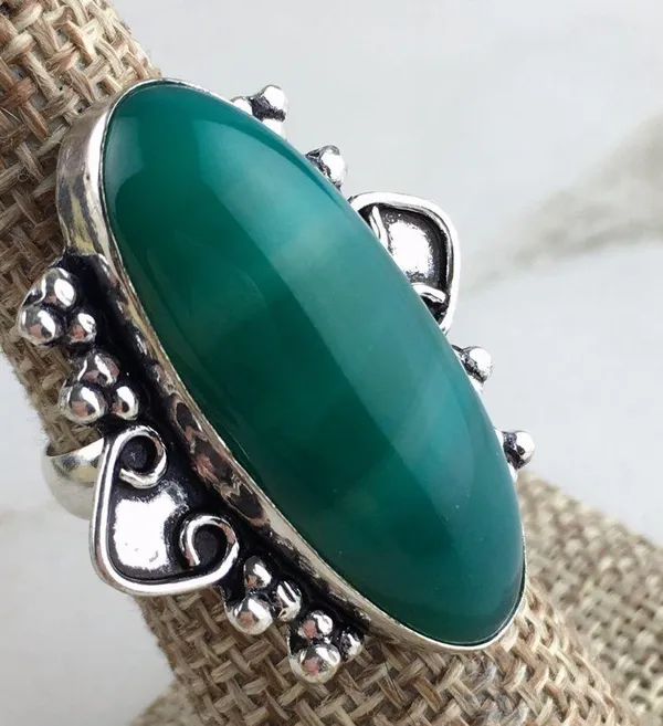 Handmade Botswana Agate Stone Ring Size 6 - Image 7
