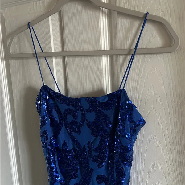 Windsor‎ Blue Sequin Mesh Stretchy Prom Homecoming Mini Dress Size XS - Image 8