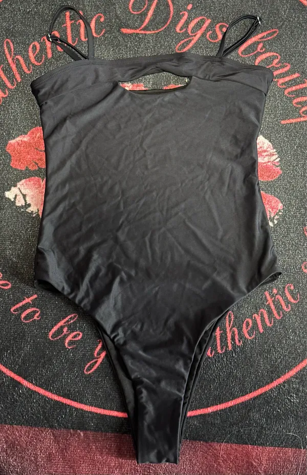 Black Cut-Out One Piece Swimsuit - Image 3