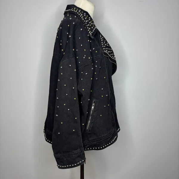 Nasty Gal - Black Studded Denim Jacket - Image 4