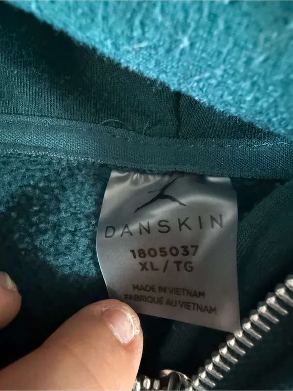 Danskin Dark Jade Green Scuba Style 1/2 Zip Hoodie Sweatshirt‎ Soft XL - Image 4