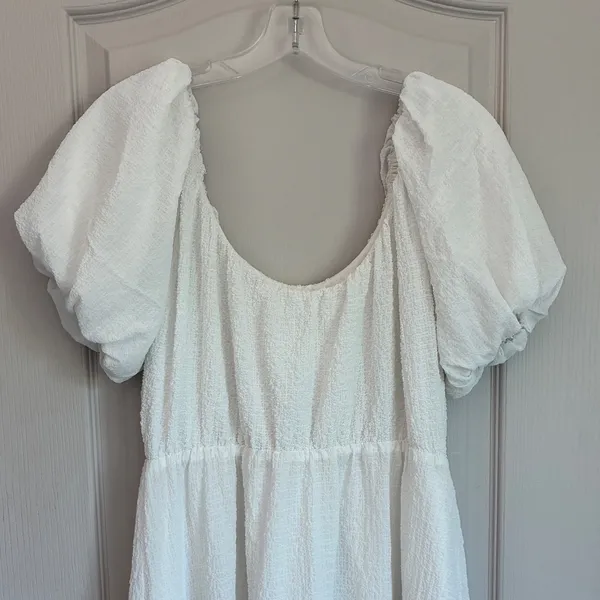 ASTR The‎ Label White Textured Puff Sleeve Tiered Midi Dress ADR100877 Womens XS - Image 5