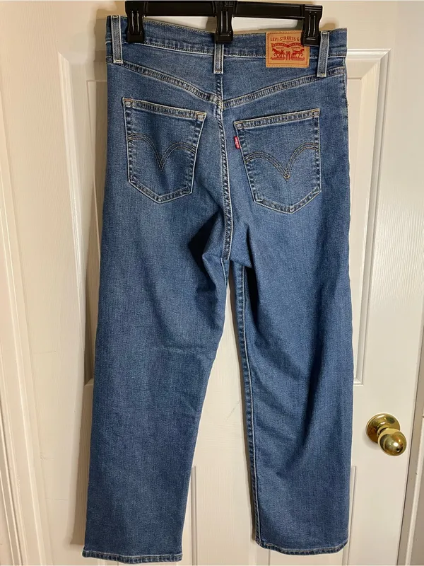 Levi's Women's Ribcage Straight Ankle Blue Denim Jeans Size 28 Buttonfly boho - Image 5
