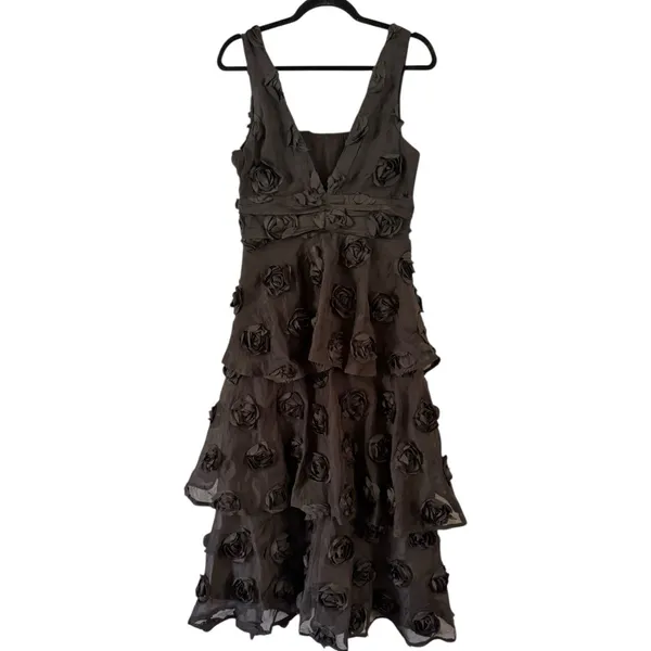 NWOT Lulus Exceptional Entrance Black Sleeveless Tiered Rosette Midi Dress Small - Image 5