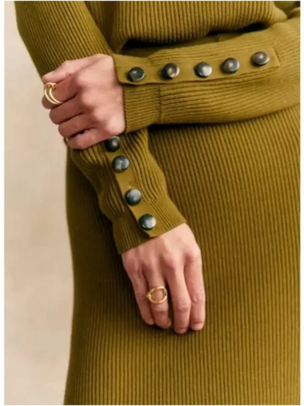 💕SEZANE💕 Ribbed Knit Set: Sami Jumper (Medium) + Naelle Skirt (Large) Green - Image 8