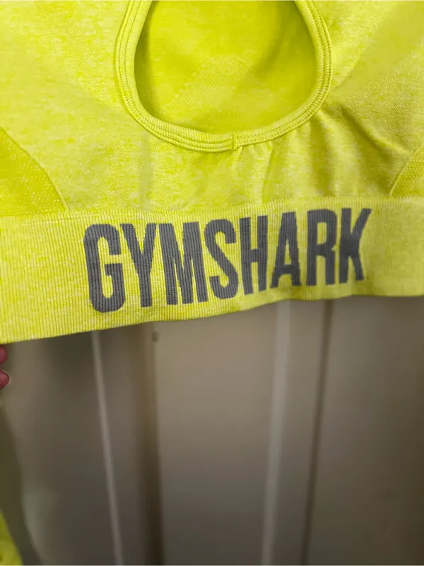 Gymshark Flex Sports Long Sleeve Crop Top Glitch Yellow Marl Size Medium - Image 5