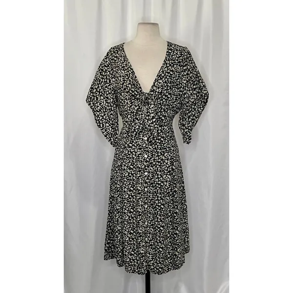 FAITHFULL THE BRAND Massimo Midi Dress Floral Blossom Village Tie Front Small - Image 2
