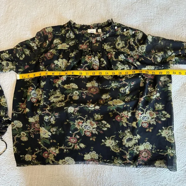 Aritzia Wilfred Black Floral Chiffon Blouse Shirt Top Womens S Small Long Sleeve - Image 7