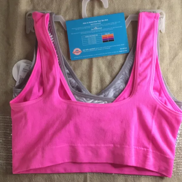 Just Be New Bundle of 2 Animal Print/Neon Pink Sports Bras Stretchy Soft Size Large - Image 4