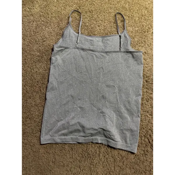 Ann Taylor Silver Shimmer Metallic Camisole Spaghetti‎ Strap Tank Top Womens M - Image 4