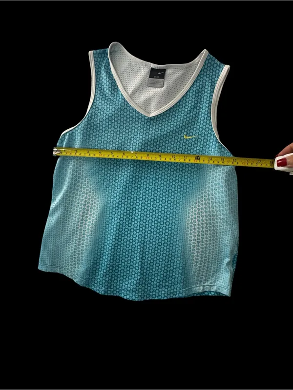Nike Teal Blue Mesh Athletic Tank with Yellow Swoosh - Image 2