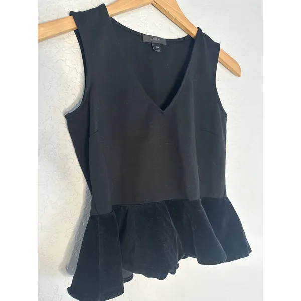J. Crew Velvet Black Babydoll Tank Top Preppy Dark Goth Stretchy Fall Holiday - Image 3