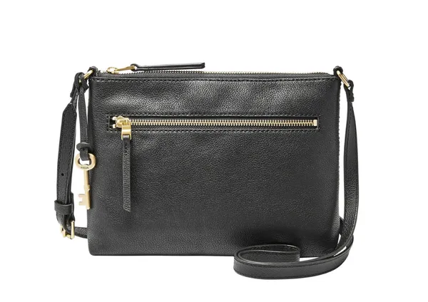 Fossil EW Fiona Crossbody Pebbled Leather Black Cognac Small Pockets Travel - Image 3