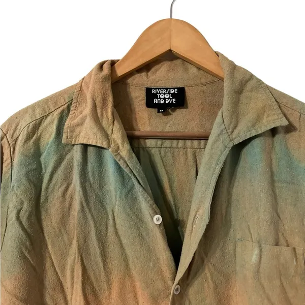 RIVERSIDE Tool & Dye Tie Dye Button Down Shirt Yellow Size M - Image 7