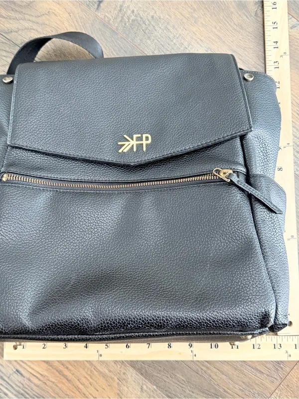 Freshly Picked Classic Diaper Backpack bag Black vegan pebbled leather large - Image 12