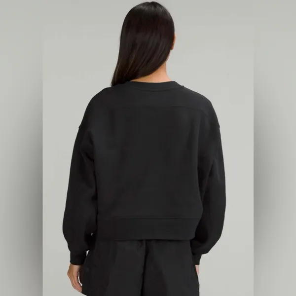 NWT Lululemon Perfectly Oversized Cropped Crew Top Black Size 12 - Image 2