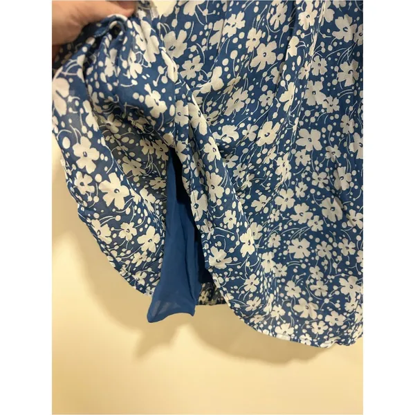 NWOT Reformation Sable Smocked Tie Midi Dress in Mari Blue White Floral Size XS - Image 3