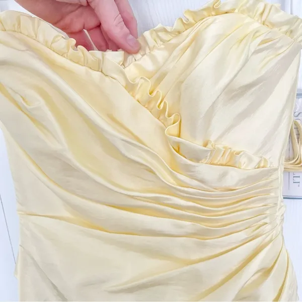NWT Sophia Tolli Lemon yellow strapless dress Sz 4 - small flaw - Image 5