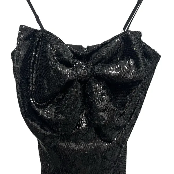 RONNY KOBO Sequin Embellished Lindsay Bow Front Mini Dress Black Women’s Size S - Image 5