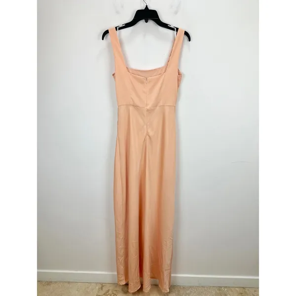 NEW Lulus Red Carpet Romance Peach Satin Square Neck Maxi Dress Formal Medium - Image 10